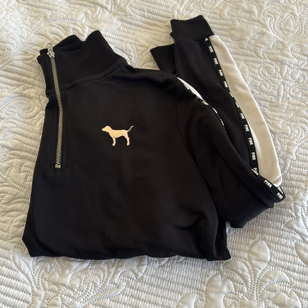 Pink - Black Quarter-Zip Pullover